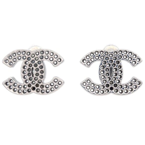 Chanel CC Earrings Clip-On Silver 03P 194951 - Picture 1 of 4